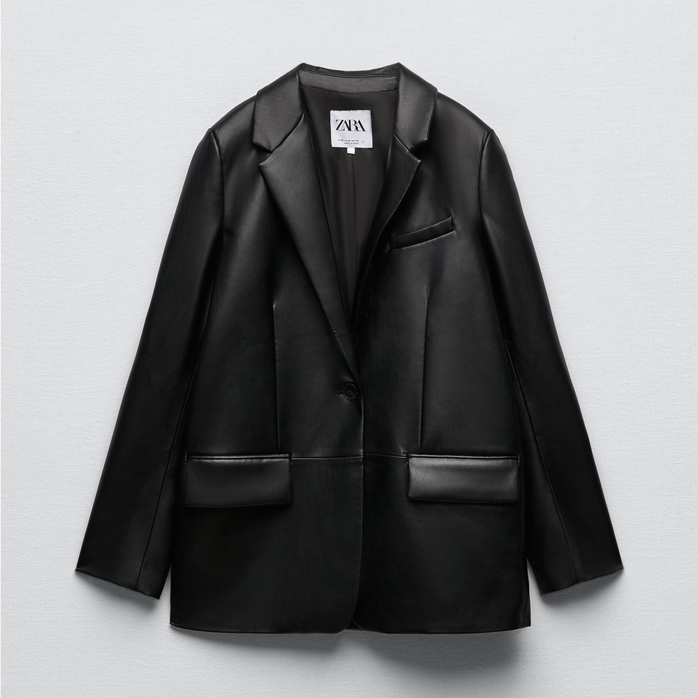 Zara Oversized Faux Leather Blazer